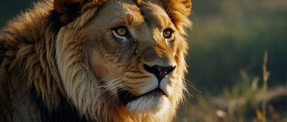 Close Up of a Lion in Field