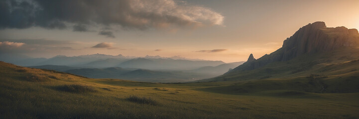 Sun Setting Over Mountain Range