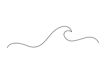 Continuous one line drawing of ocean wave. Ocean wave icon vector illustration. Pro vector