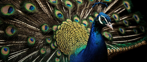 Peacock Displaying Vibrant Feathers