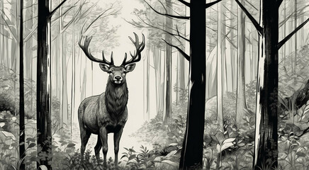 Deer Standing in the Middle of Forest
