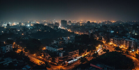 Fototapeta premium Aerial View of a City at Night
