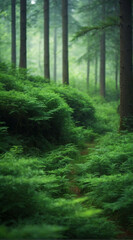 Obraz premium Dense Green Forest With Abundant Trees