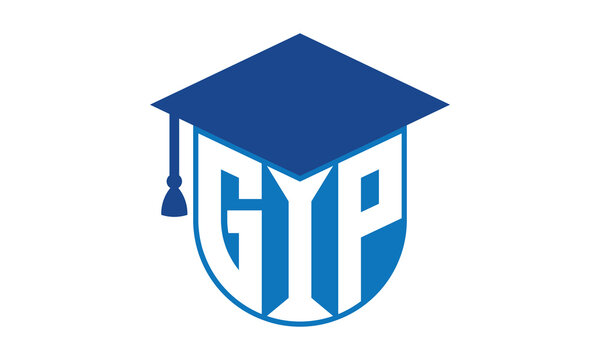 GIP initial letter academic logo design vector template. school college logo, university logo, graduation cap logo, institute logo, educational logo, library logo, teaching logo, book shop, varsity	
