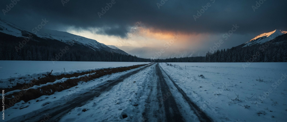 Canvas Prints Snow Covered Field