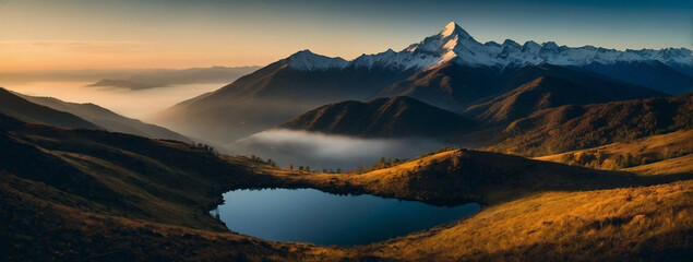 Sunrise Over a Serene Mountain Lake