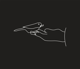 Continuous one line drawing a bird in hand line art