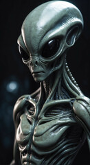 Close Up of Alien on Black Background