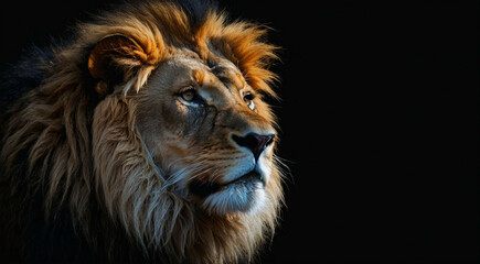 Close Up of Lion on Black Background