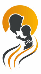 vector illustration of father holding a son,ai