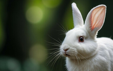 Close Up of a White Rabbit With Orange Ears