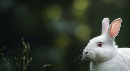Close Up of a White Rabbit in a Field