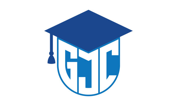 GJC initial letter academic logo design vector template. school college logo, university logo, graduation cap logo, institute logo, educational logo, library logo, teaching logo, book shop, varsity	
