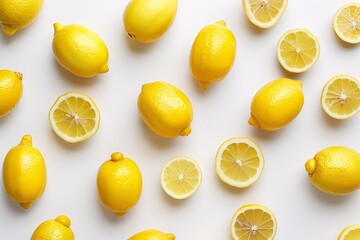 a group of lemons and sliced lemons