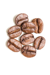 Obraz premium Aromatic Delight: 4K Ultra HD Image of Close-Up of Roasted Coffee Beans on White Background