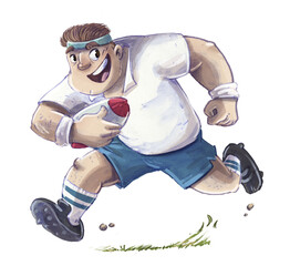 Professional rugby player running with ball