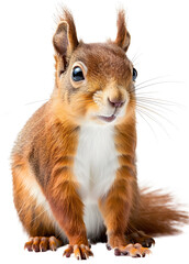 Sitting red squirrel isolated on a white background as transparent PNG