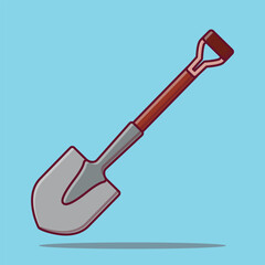 Vector drawing of a Shovel isolated on a white background accompanied by an illustration