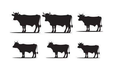 cow silhouette and logo vector collection