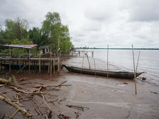 Mentaya river bank, Central Kalimantan, Indonesia at low tide