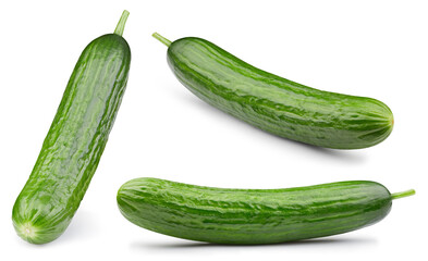 Cucumber isolated on white background with clipping path