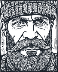 Bearded lumberjack, vector illustration