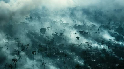 Foto op Plexiglas A misty day showing the impact of deforestation © Media Srock