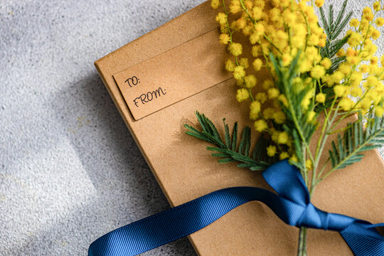 Elegant Gift Package with Mimosa Flowers Decoration