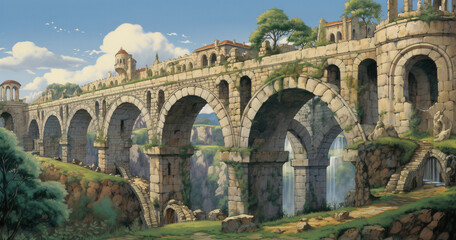 Fototapeta premium argestone building with a lot of arches