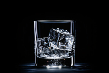 glass with freezing effect with black background