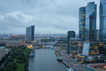 Fototapeta premium Moscow International Business Center at summer morning. Investments in Moscow International Business Center was approximately 12 billion dollars