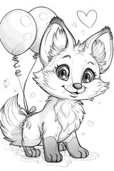 A cute little fox with a balloon