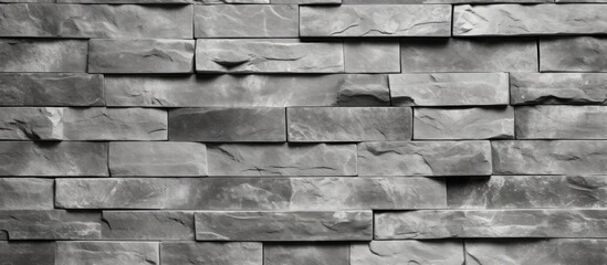 A detailed black and white photograph of a solid stone wall, showcasing the intricate variations in texture and tone. The wall appears sturdy and unyielding, with each individual stone contributing to
