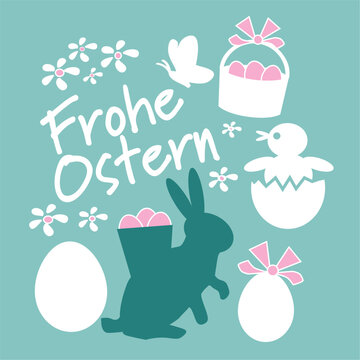 Frohe Ostern - Grußkarte mit deutschem Text