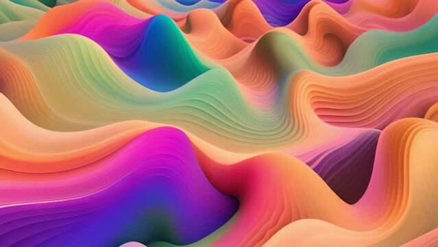 Abstract earth tones liquid motion video background, colored layered forms, wave paper cut, multi-layered color fields, folding graphics, sculptural paper fluid with slow dissolving effect 4k video 