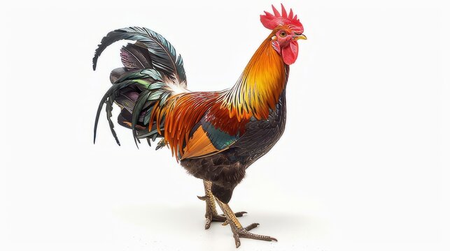 The isolated rooster in the gray background. Created with Generative AI.