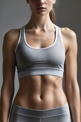 Fototapeta na wymiar body of a woman doing fitness. in a sports top.