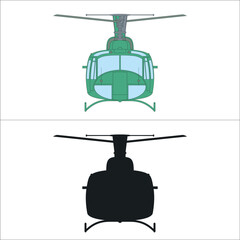 Helicopter on white background. side view. colored and black. Vector and illustration