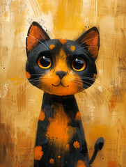 Ilustracja uroczego kota - obrazy, fototapety, plakaty