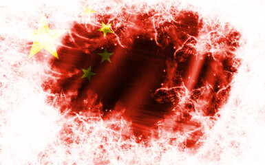 White background with worn China flag