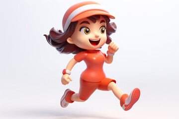 3d illustration of a cartoon character woman running.