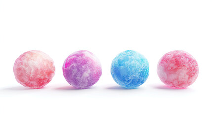 Colorful cotton candy on a white background.