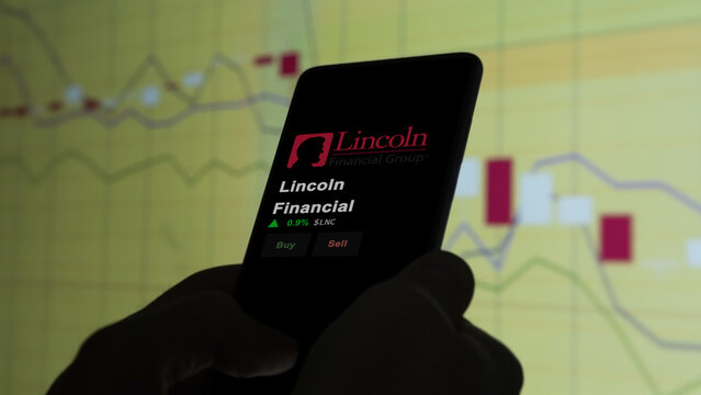 March 02nd 2024 Radnor, Pennsylvania. The logo of Lincoln Financial on the screen of an exchange. Lincoln Financial price stocks, $LNC on a device.