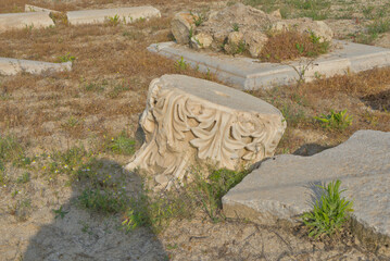 Excavations of the ancient city of Heraclea Sintica dating back to the 2nd-3rd century AD in present-day Bulgaria, in the area of Rupite. Buildings,historical artifacts, sculptures, and marble carving
