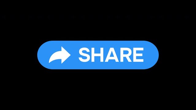 Share bar button animation, transparent background embed, alpha channel included.