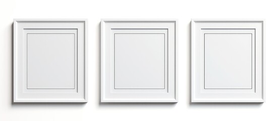 Wall photo frame templates with shadow and borders on white background. Empty frame for picture in art gallery. - obrazy, fototapety, plakaty