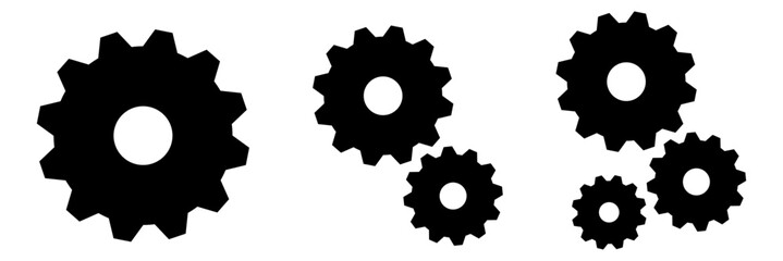 Gear wheel icon set, Gear icon set. Setting icons.