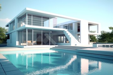 Modern Geometric House with Pool, Luxury and Serenity
