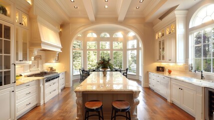 kitchen featuring a center island and beautiful marble countertops