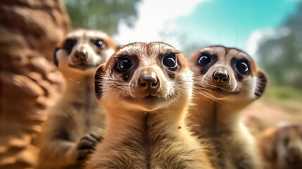 Fototapeta premium close up view meerkats background